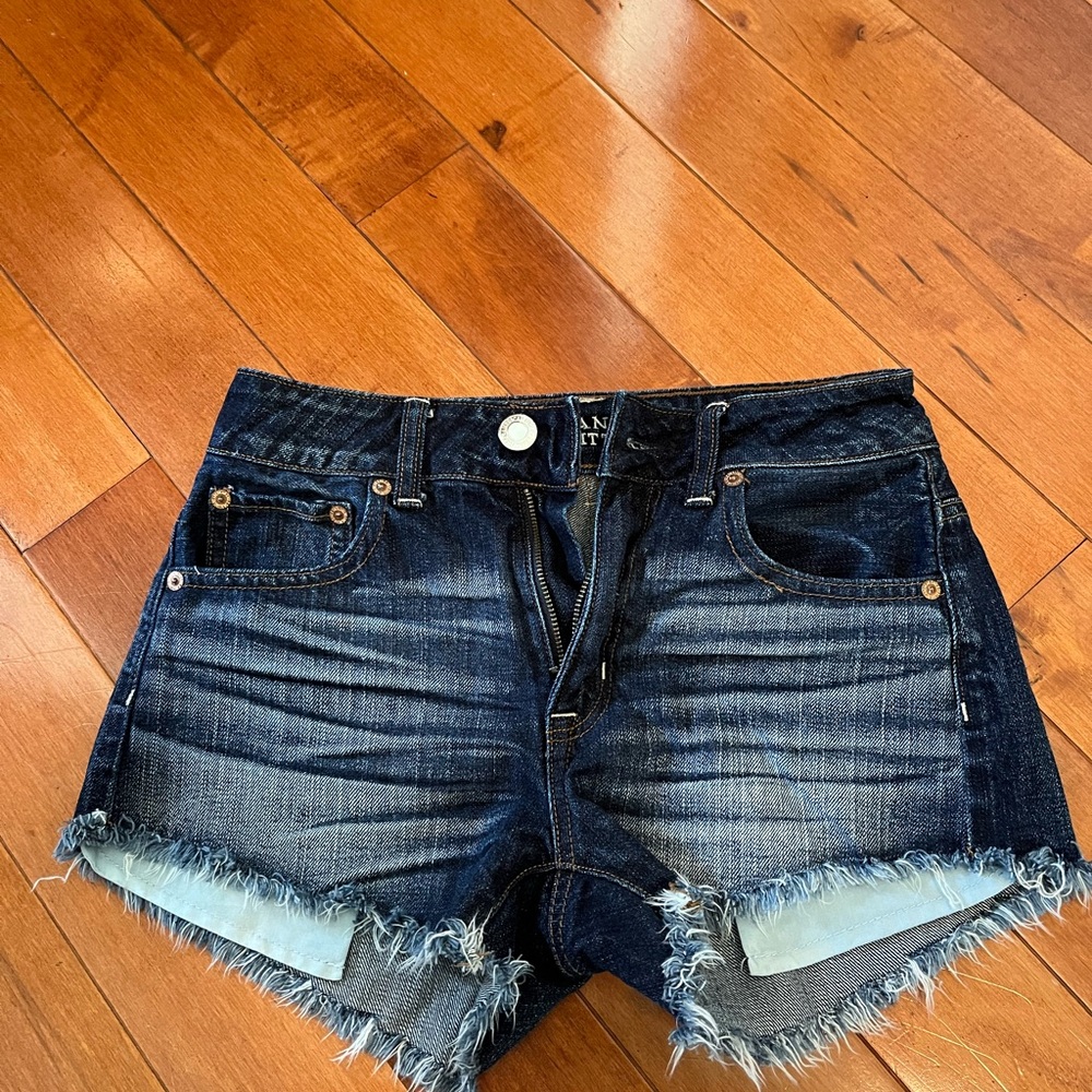 American Eagle Outfitters Blue Distressed Jean Shorts